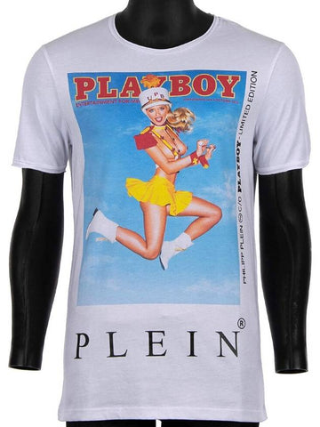 Women's Playboy collaboration play boy short sleeve tshirt white MTK3692 PJY002N - PHILIPP PLEIN - BALAAN 1