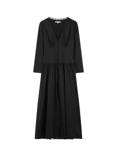 Lace trim V-neck long dress black - REFORMATION - BALAAN 1