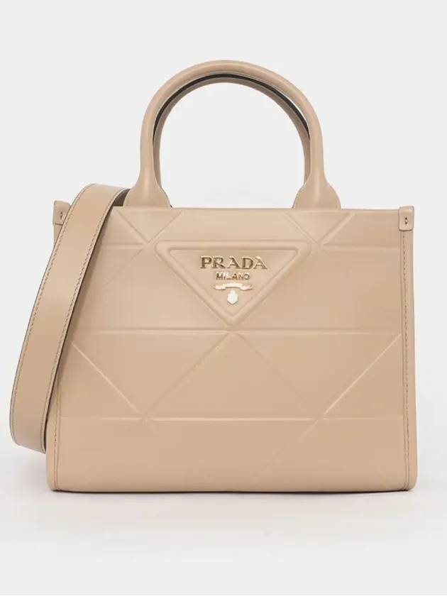 Triangular logo symbol leather small women s tote bag 1BA396 ASK F0036 - PRADA - BALAAN 3