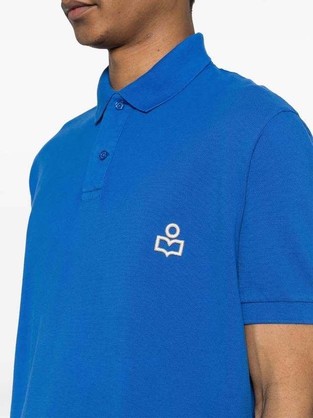 Afko Logo Cotton Polo Shirt Blue - ISABEL MARANT - BALAAN 6