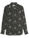 Star Print Silk Long Sleeve Shirt Black - SAINT LAURENT - BALAAN 4