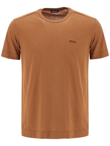 crewneck t-shirt with embroidered - ERMENEGILDO ZEGNA - BALAAN 1