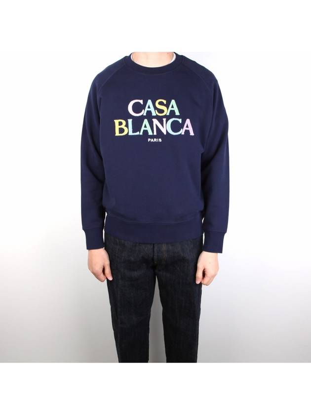 Debossed Logo Detail Sweatshirt Navy - CASABLANCA - BALAAN 2