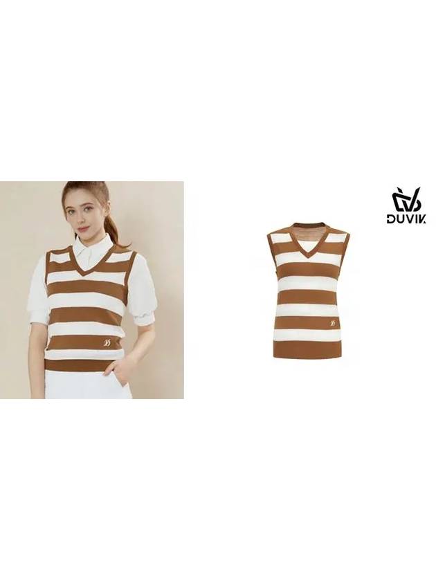 V-neck Striped Knit Vest DE2WSV241CM - DUVIK - BALAAN 7