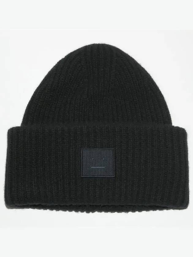 Studios Face Logo Knit Beanie Black - ACNE STUDIOS - BALAAN.