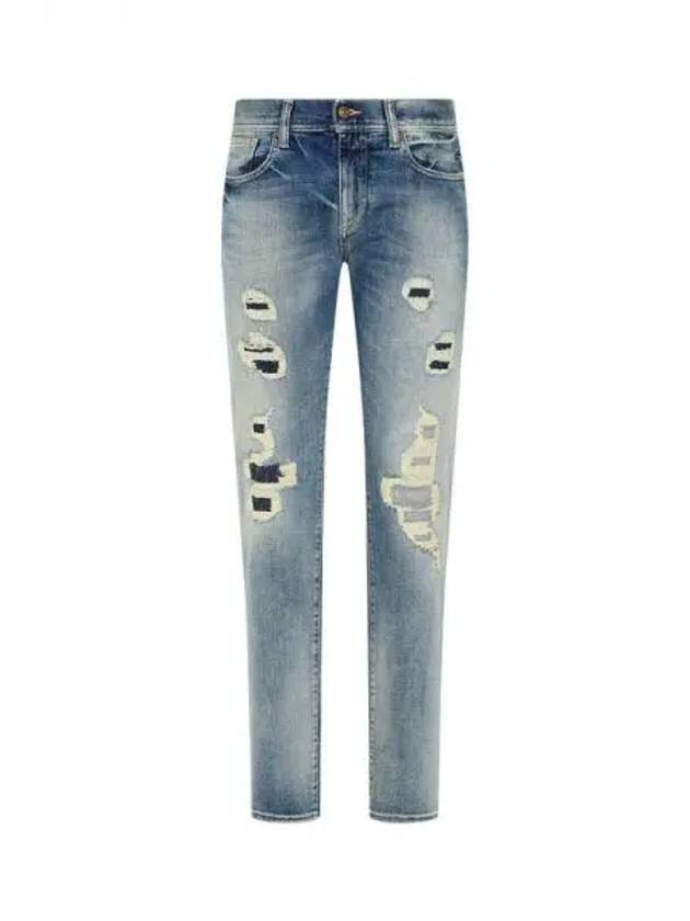 Men s Slim Fit Destroyed Denim Pants Indigo 271738 - ARMANI EXCHANGE - BALAAN 1