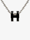 Mini Pop H Pendant Necklace Palladium Noir Silver - HERMES - BALAAN 3