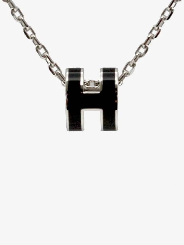 Mini Pop H Pendant Necklace Palladium Noir Silver - HERMES - BALAAN 2