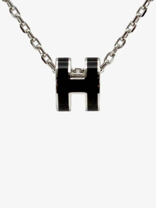 Mini Pop H Pendant Necklace Palladium Noir Silver - HERMES - BALAAN 2