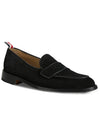 Women's Varsity Suede Penny Loafers Black - THOM BROWNE - BALAAN 5