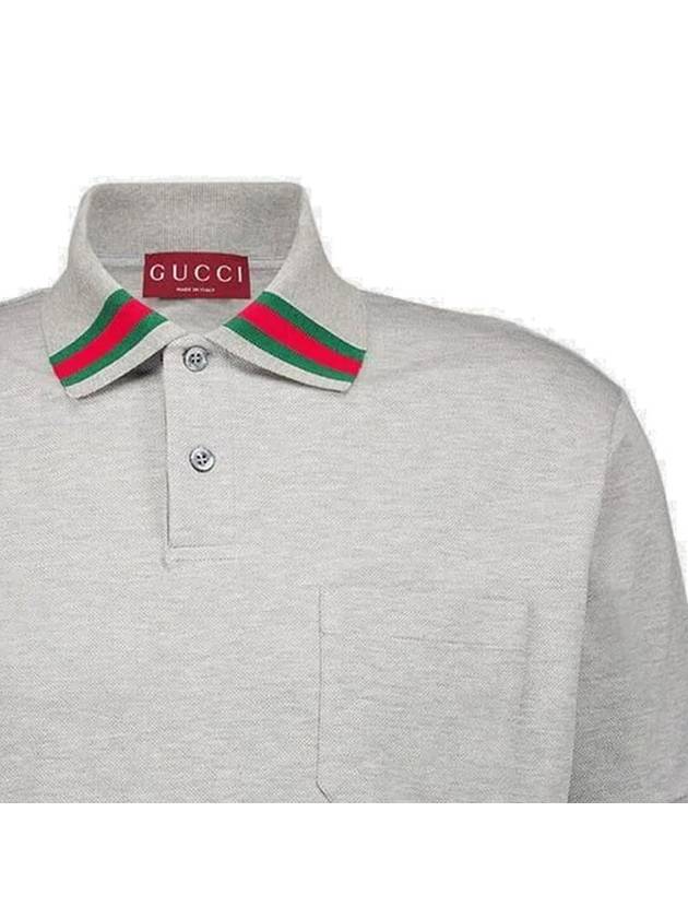 Web Detail Cotton PK Shirt Gray - GUCCI - BALAAN 4