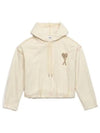 Crystal Heart Logo Hoodie Beige - AMI - BALAAN 2