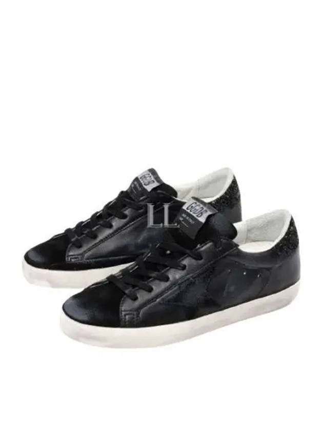 Superstar Glitter Tab Leather Low Top Sneakers Black - GOLDEN GOOSE - BALAAN 2