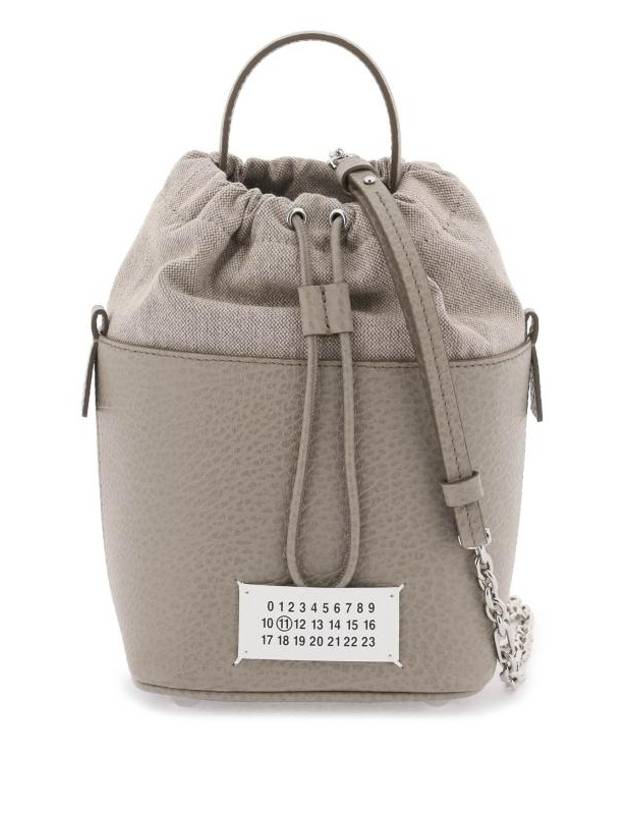 5AC Number Logo Texture Leather Bucket Bag Grey - MAISON MARGIELA - BALAAN 1