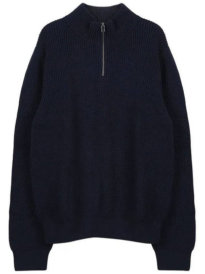 Mock Neck Half Zip-Up Knit Top Navy - A.P.C. - BALAAN 2