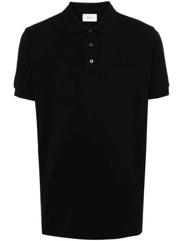 Embroidery Logo Short Sleeve Polo Shirt Black - BALLY - BALAAN 2