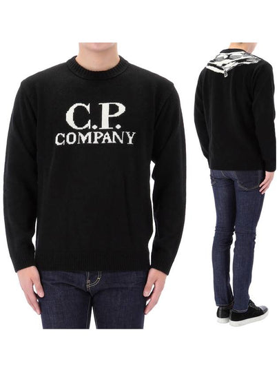 Logo Intarsia Lambswool Knit Top Black - CP COMPANY - BALAAN 2