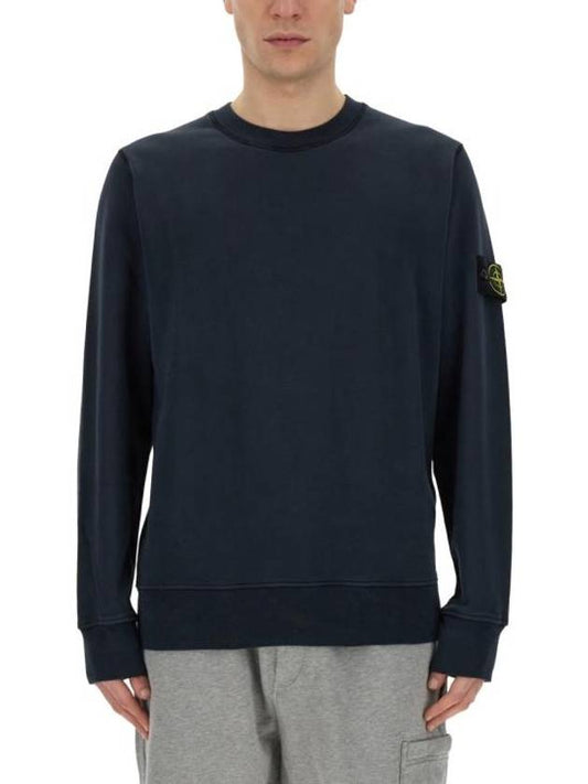 Wappen Patch Garment Dyed Sweatshirt Navy - STONE ISLAND - BALAAN 1