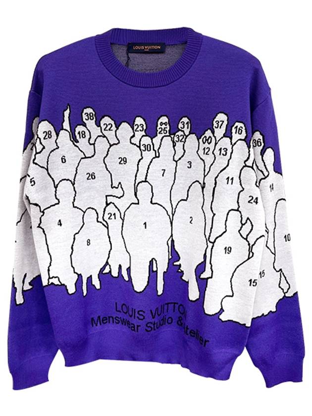 1AAHF Studio Jacquard Crew Neck Knit Pig Men’s Knit TEO - LOUIS VUITTON - BALAAN 1