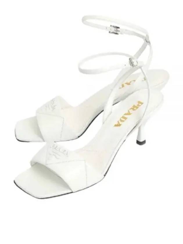 Quilted Leather Sandal Heels White - PRADA - BALAAN 2