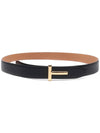 T Logo Reversible Leather Belt Black - TOM FORD - BALAAN 5