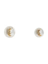 Cassandre Pearl Earrings in Metal Gold And Cream - SAINT LAURENT - BALAAN.