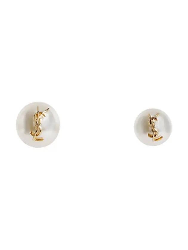 Cassandre Pearl Earrings in Metal Gold And Cream - SAINT LAURENT - BALAAN.