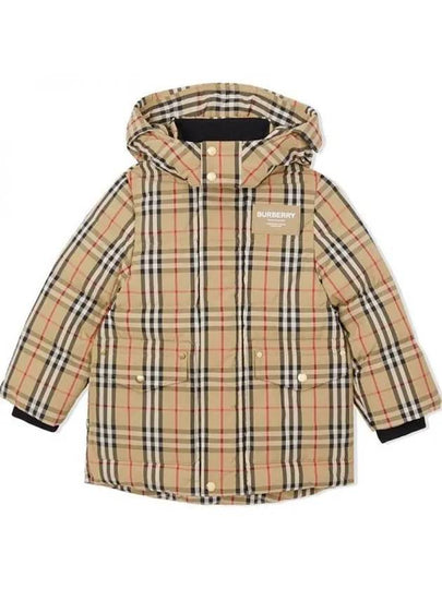 Kids Vintage Check Hooded Down Jacket Beige - BURBERRY - BALAAN 2