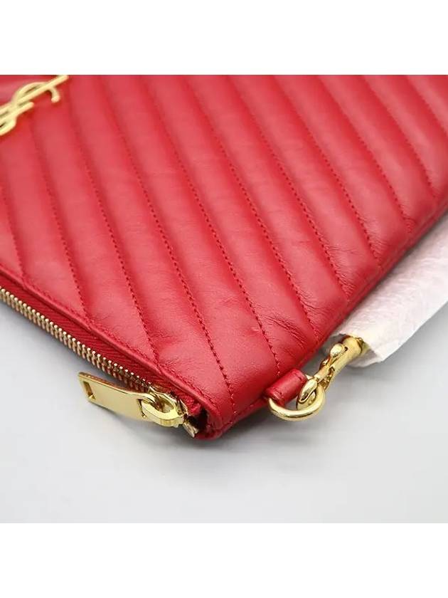 559193 Red color Matrace quilted monogram gold logo tablet pouch clutch bag - SAINT LAURENT - BALAAN 4