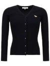 Baby Fox Patch Fine Ribbed Cardigan Black - MAISON KITSUNE - BALAAN 2