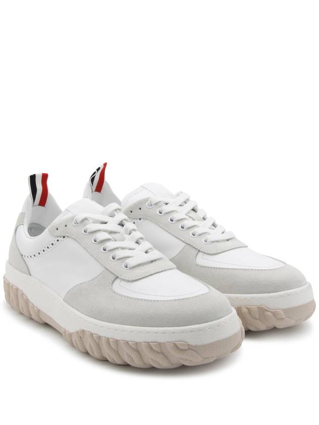 Letterman Panel Lace-Up Low-Top Sneakers White - THOM BROWNE - BALAAN 4