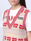 V-neck Logo Graphic Wool Blend Vest - GANNI - BALAAN 4