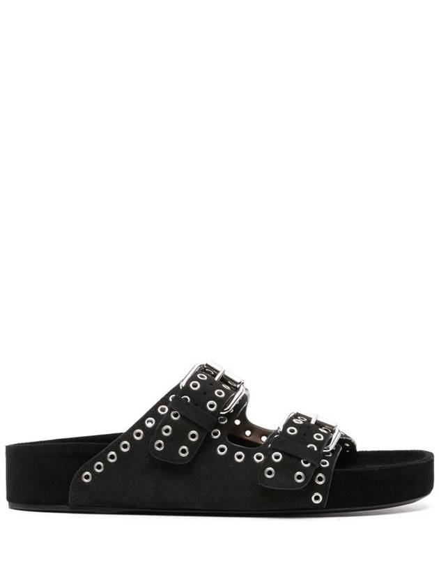 Lennyo Eyelet Leather Slippers Black - ISABEL MARANT - BALAAN 2