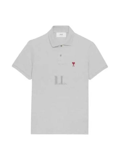 Men's Heart Logo Polo Shirt Grey - AMI - BALAAN 2