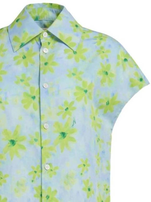 Floral Printing Short Sleeve Shirt Aqua Marine - MARNI - BALAAN 6