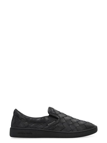 Sawyer Intrecciato Calfskin Slip-Ons Black - BOTTEGA VENETA - BALAAN 1