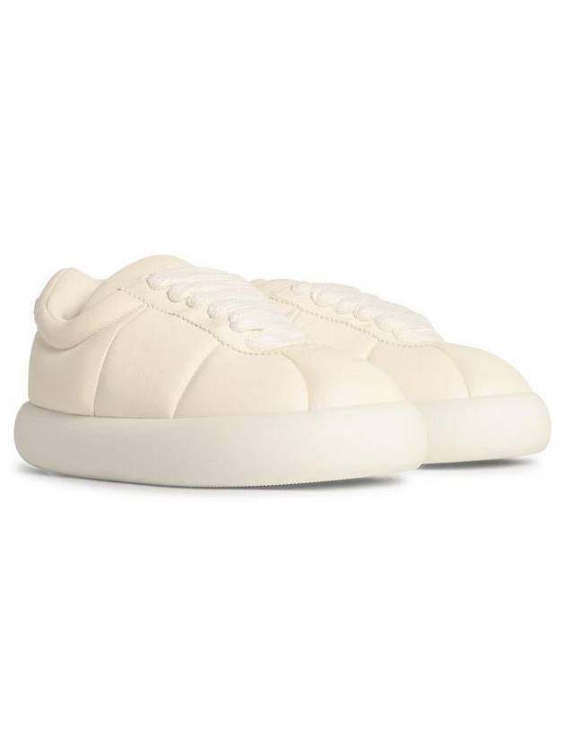 Padded Lace-up Leather Low Top Sneakers White - MARNI - BALAAN 3