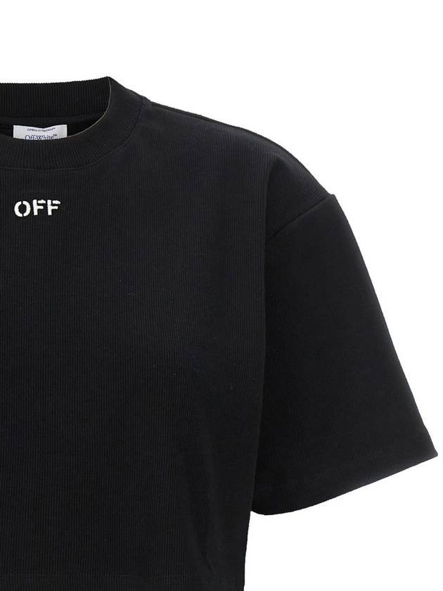 Off Stamp Logo Crop T-Shirt OWAA081C99JER004 1001 B0010999770 - OFF WHITE - BALAAN 4