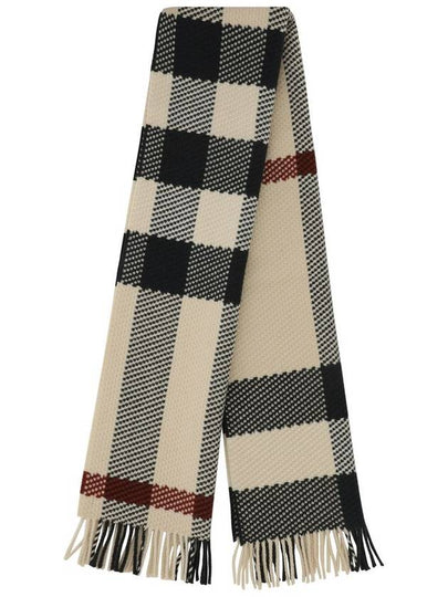 Check Pattern Wool Scarf Beige - BURBERRY - BALAAN 2