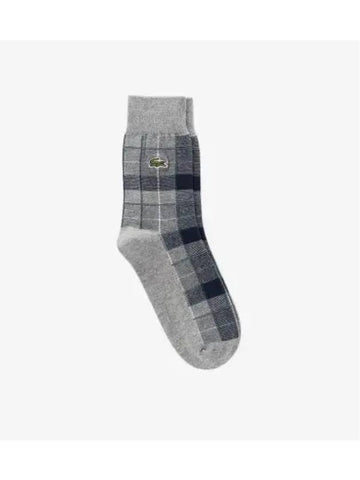 Men s Checked Medium Neck Socks Melange Gray - LACOSTE - BALAAN 1