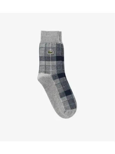 Men s Checked Medium Neck Socks Melange Gray - LACOSTE - BALAAN 1