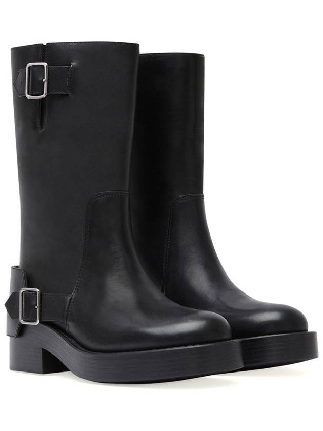 Americana Harness Leather Middle Boots Black - COURREGES - BALAAN 3