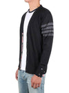 Men's Classic V-neck Merino Wool Cardigan Black - THOM BROWNE - BALAAN 4