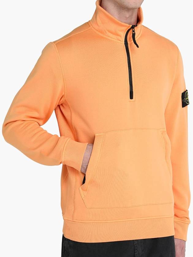 Men's Wappen Patch Half Zip-up Sweatshirt Orange - STONE ISLAND - BALAAN 4