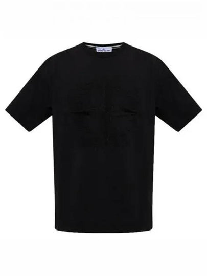 Men's Embroidered Logo Short Sleeve T-Shirt Black - STONE ISLAND - BALAAN 2