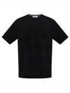 Men's Embroidered Logo Short Sleeve T-Shirt Black - STONE ISLAND - BALAAN 2