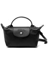 Le Pliage Logo Leather Tote Bag Black - LONGCHAMP - BALAAN 2