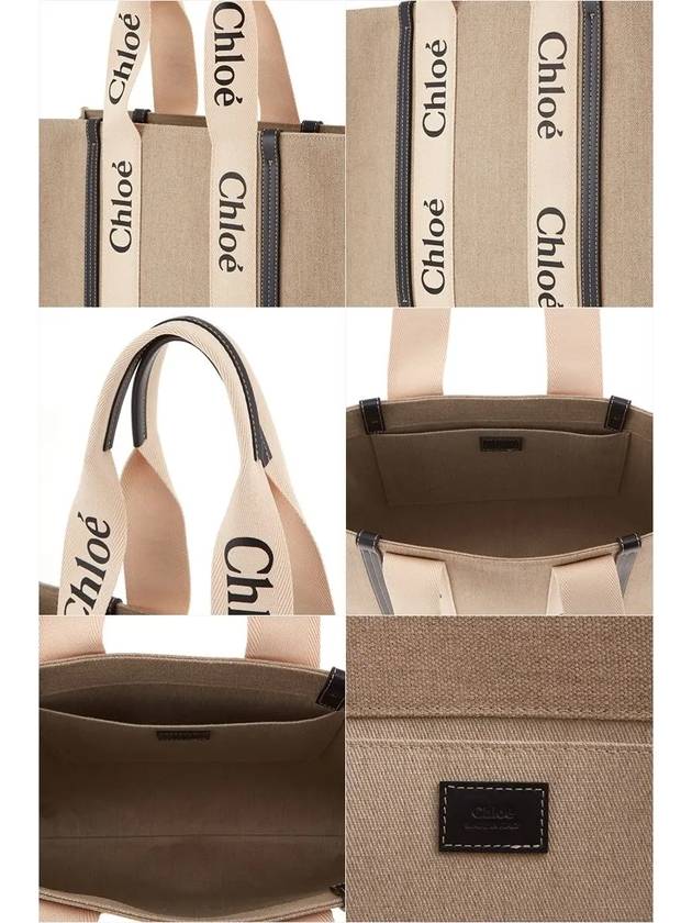 Woody Large Tote Bag Black Beige - CHLOE - BALAAN 4