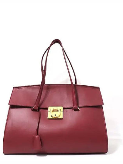 Ferragamo 21 F744 red leather gold plated Gancino logo decorated flap tote bag - SALVATORE FERRAGAMO - BALAAN 2