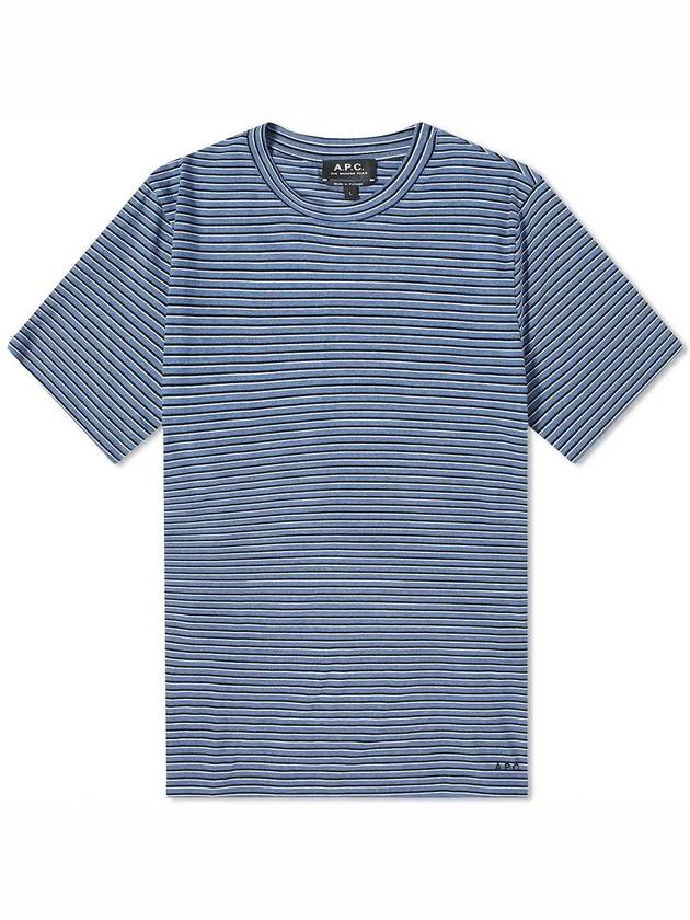 Stripe Minimal Logo Print Short Sleeve T-Shirt Blue - A.P.C. - BALAAN 2